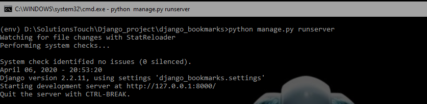 django runserver command