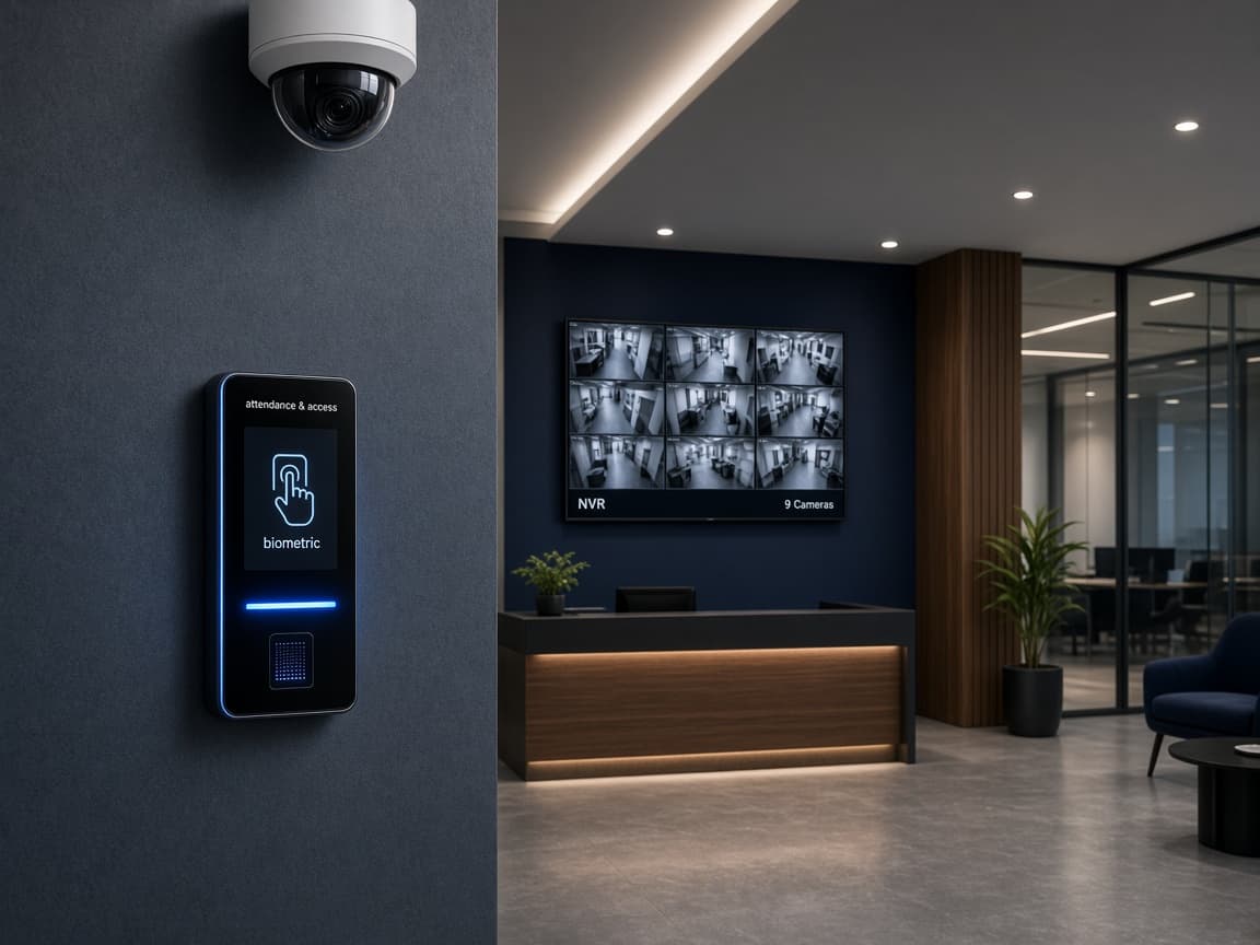 CCTV monitoring and biometric access control systems