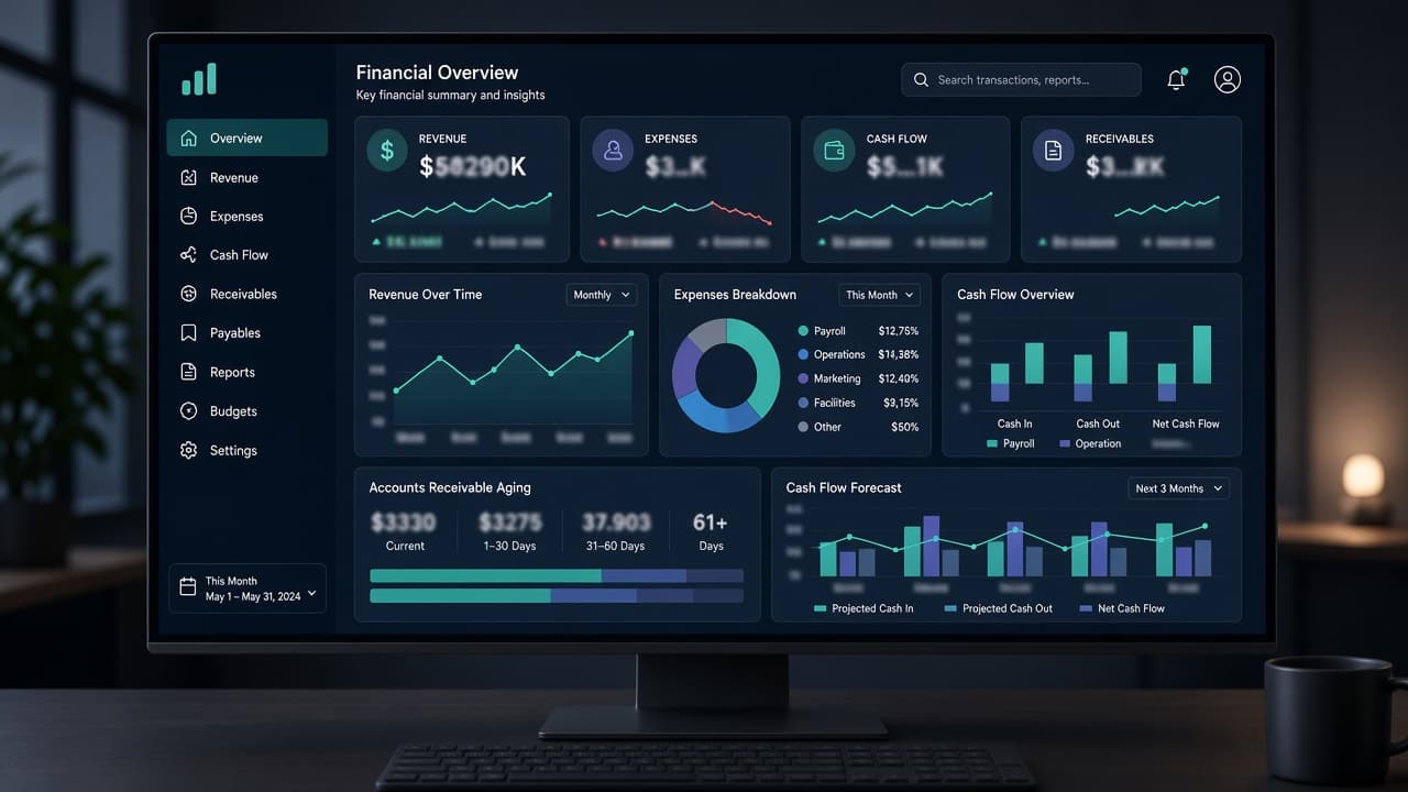 AI-powered accounting and finance analytics dashboard
