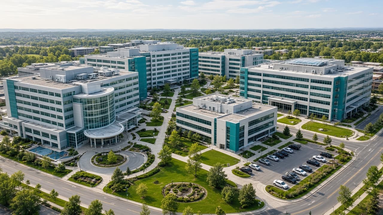 Healthcare campus representing multiple facility types