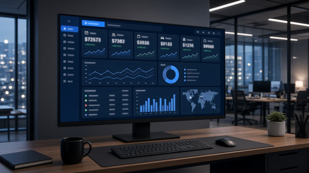 Travel business ERP command center dashboard